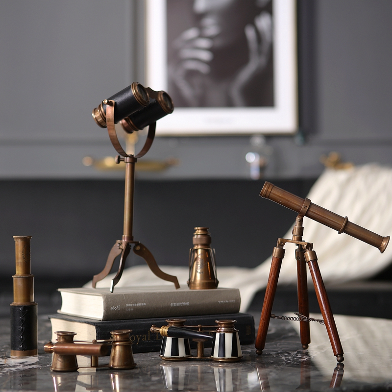 Office Furniture Loft - Retro Brass Telescope Desktop Decoration Metal