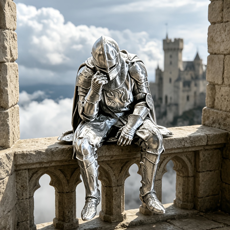Office Furniture Loft - Medieval Knight Figurine Vintage Meditation Armor