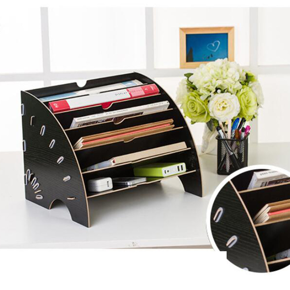 Desktop Filing Tray - A4 Wooden File Storage Multi-Layer Fan