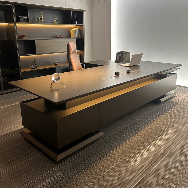 Office Furniture For Small Spaces - Black Strong Executive Office Desk Brown