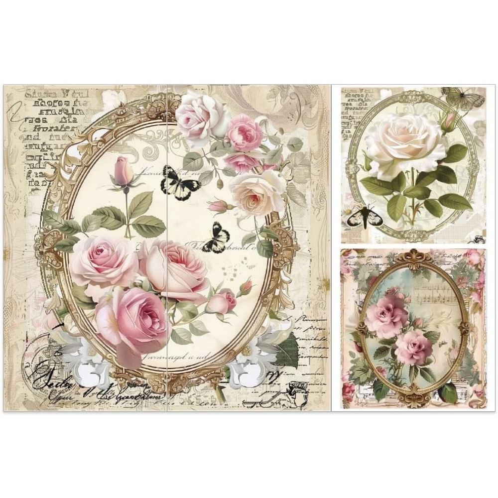 Office Furniture Loft - 3pcs/Set Rose Rub on Transfers for