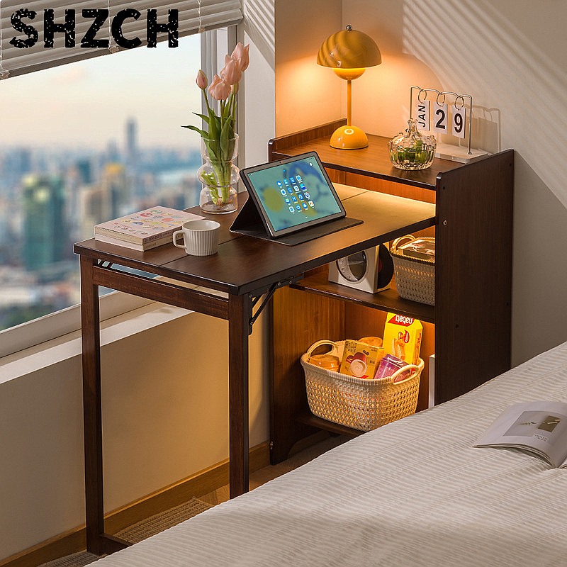 Bamboo Folding Desk with Books - Office Furniture For Small Spaces review and price