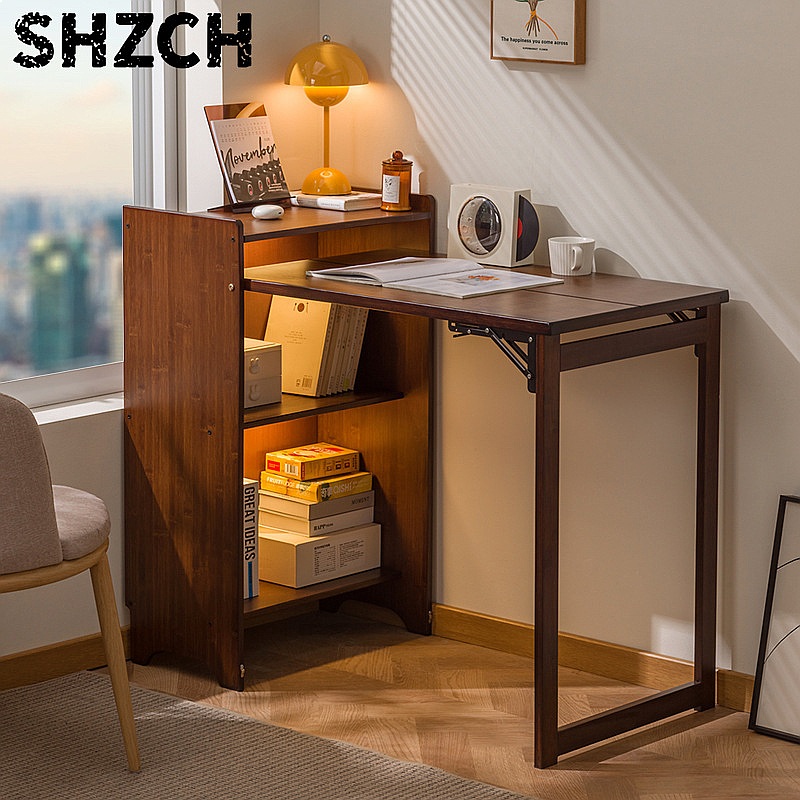 Bamboo Folding Desk with Books - Office Furniture For Small Spaces review and price