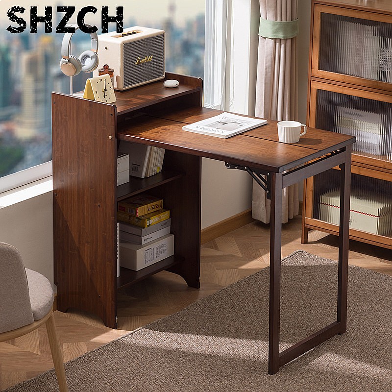 Bamboo Folding Desk with Books - Office Furniture For Small Spaces review and price