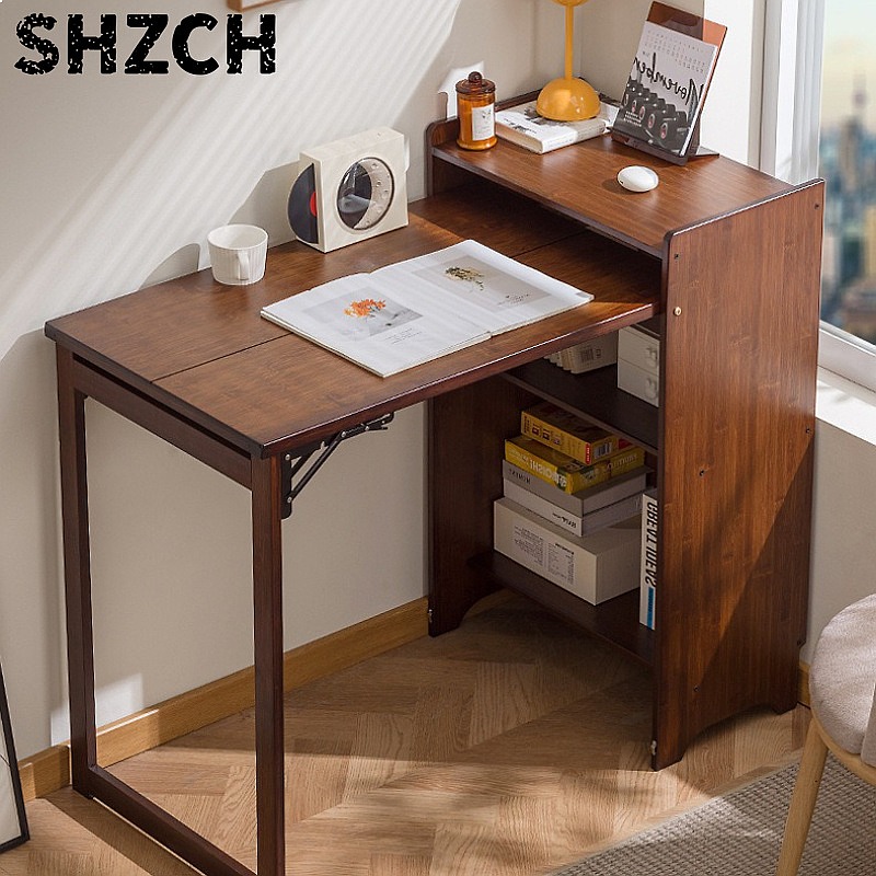 Bamboo Folding Desk with Books - Office Furniture For Small Spaces review and price