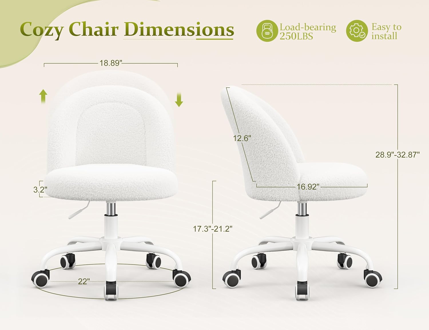 Height Adjustable Vanity Chair - Office Furniture For Small Spaces review and price